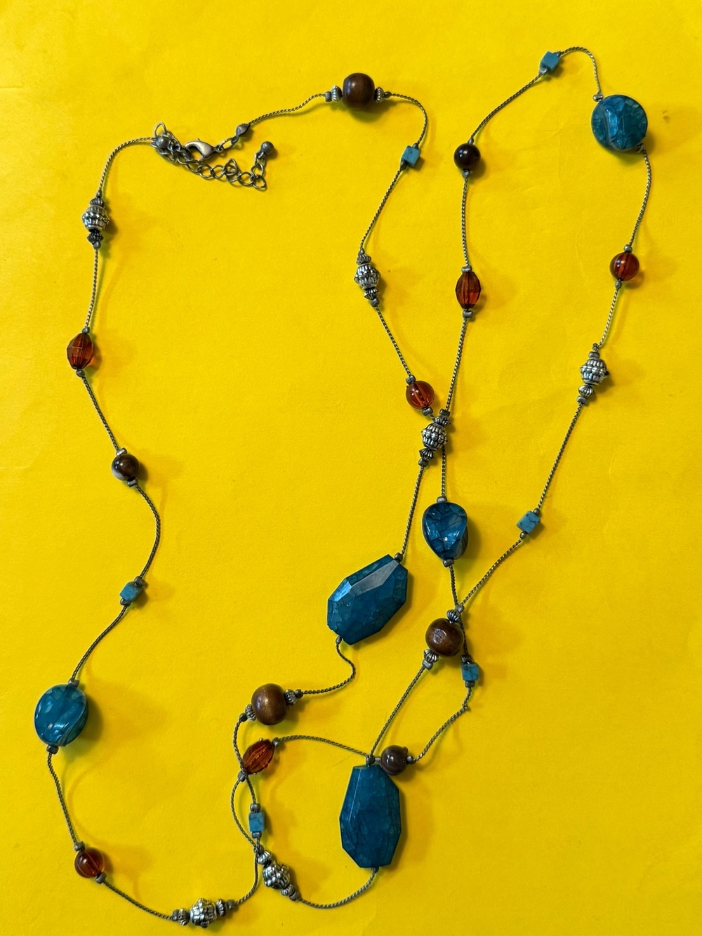 Turquoise Multi-Bead Long Necklace